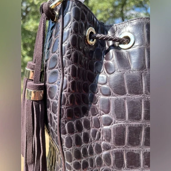 NWT Brahmin Marlowe DALLOWAY COCOA Leather Bucket Shoulder Bag